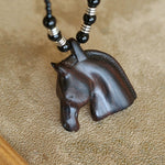 Black Ebony Horse Head Beaded Necklace - floysun
