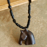 Black Ebony Horse Head Beaded Necklace - floysun