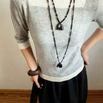 Black Ebony Horse Head Beaded Necklace - floysun