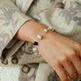 Black Ebony Wood and Brushed Silver Ball Bracelet - floysun