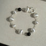 Black Ebony Wood and Brushed Silver Ball Bracelet - floysun