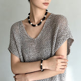 Black Ebony Wood & Freshwater Pearl Bracelet - floysun