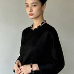 Black Ebony Wood & Freshwater Pearl Bracelet - floysun