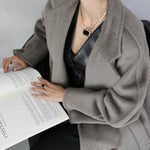 Black Enamel C - Shaped Hoop Earrings - floysun