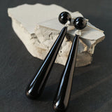 Black Enamel Geometric Bar Drop Earrings - floysun