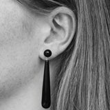Black Enamel Geometric Bar Drop Earrings - floysun