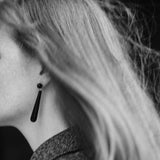 Black Enamel Geometric Bar Drop Earrings - floysun