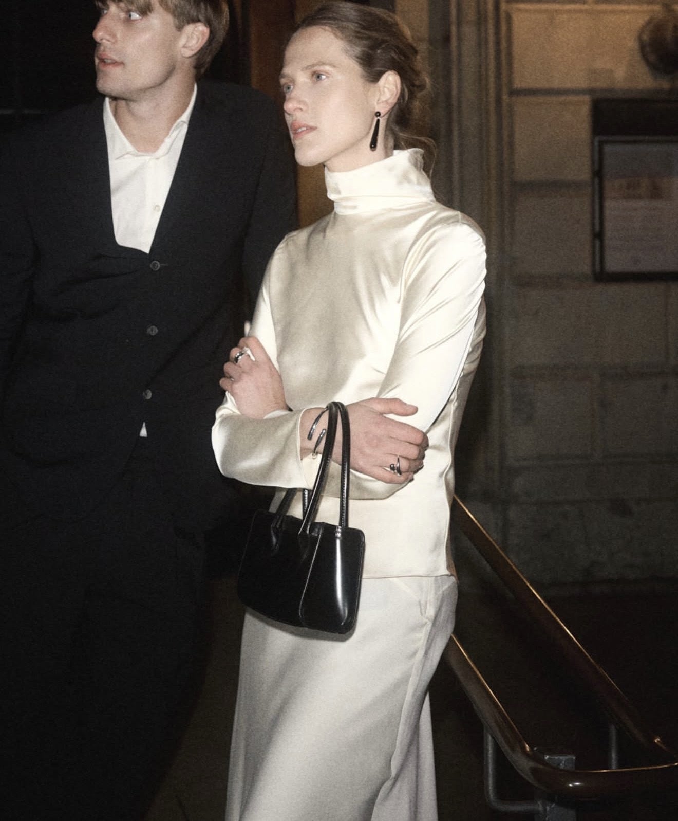 Black Enamel Geometric Bar Drop Earrings - floysun