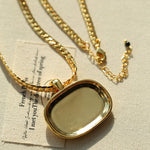 Black Enamel Square Pendant Necklace - floysun