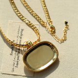 Black Enamel Square Pendant Necklace - floysun