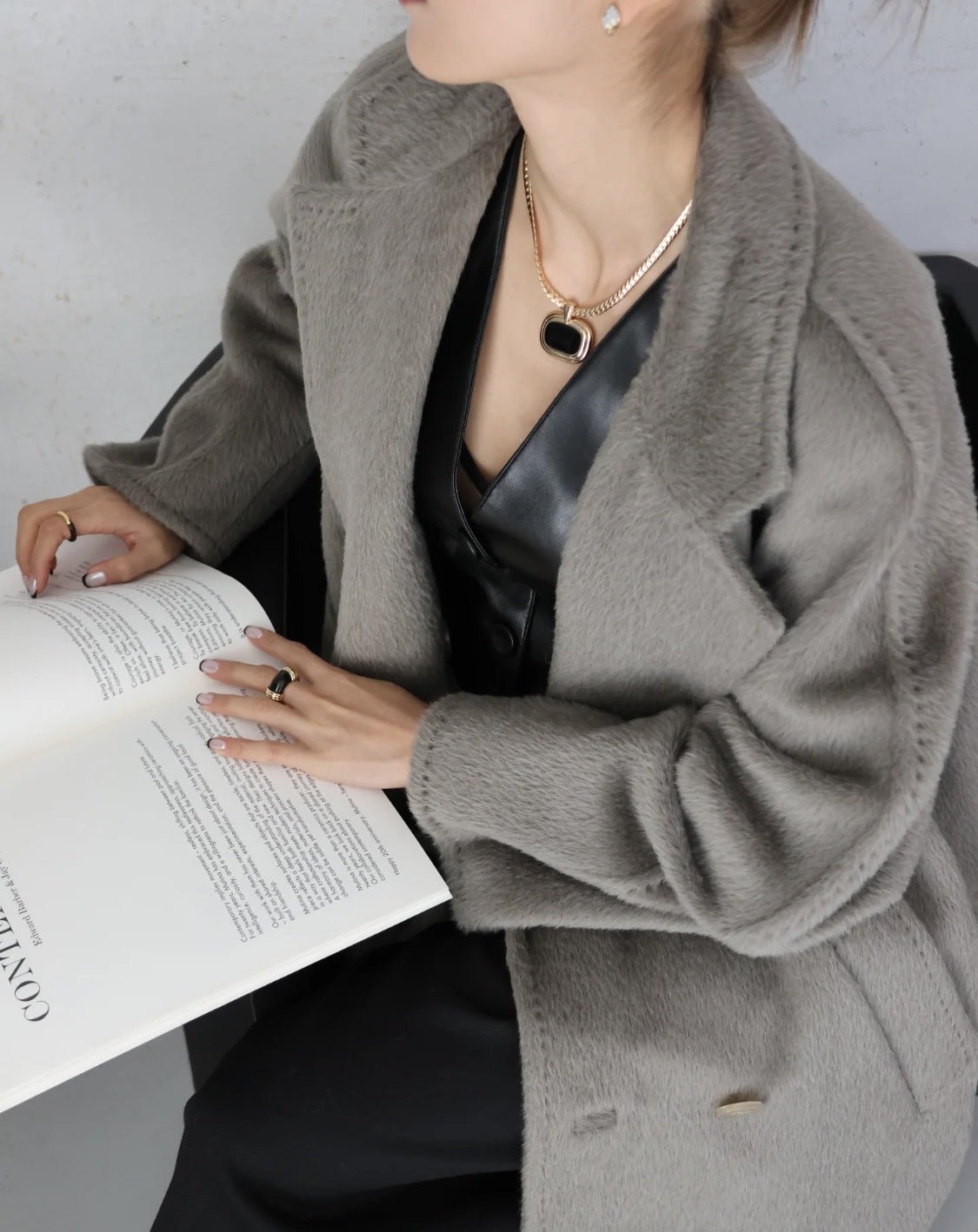 Black Enamel Square Pendant Necklace - floysun