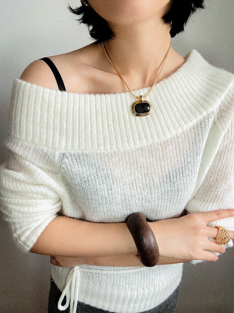 Black Enamel Square Pendant Necklace - floysun