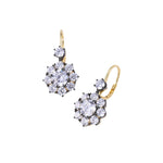 Black & Gold Floral Halo CZ Earrings - floysun