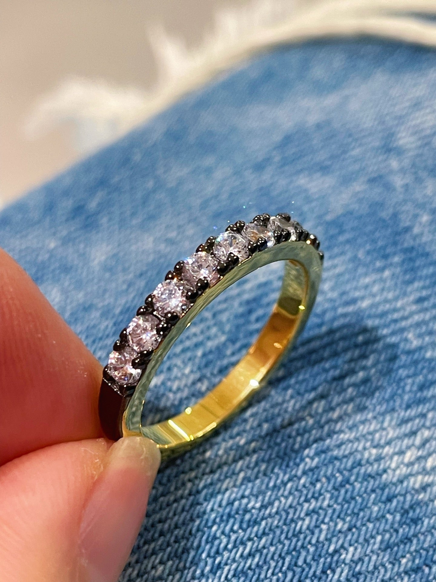 Black - Gold Gunmetal Pave Diamond Ring - floysun