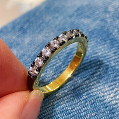 Black - Gold Gunmetal Pave Diamond Ring - floysun