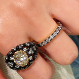 Black - Gold Gunmetal Pave Diamond Ring - floysun