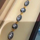 Black Gold Irregular Marquise Diamond Bracelet with Invisible K Gold Clasp - floysun