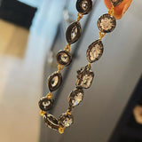 Black Gold Irregular Marquise Diamond Bracelet with Invisible K Gold Clasp - floysun