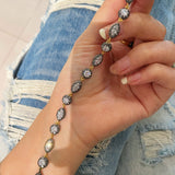 Black Gold Irregular Marquise Diamond Bracelet with Invisible K Gold Clasp - floysun
