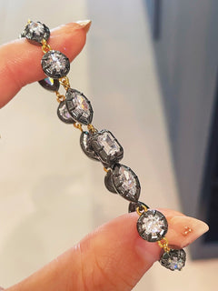 Black Gold Irregular Marquise Diamond Bracelet with Invisible K Gold Clasp - floysun