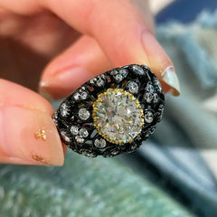 Black Gold Laurel Egg - Cut Statement Ring - floysun