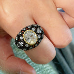 Black Gold Laurel Egg - Cut Statement Ring - floysun