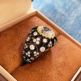 Black Gold Laurel Egg - Cut Statement Ring - floysun