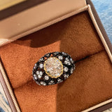 Black Gold Laurel Egg - Cut Statement Ring - floysun
