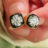 Black Gold Mini Square Lab - Diamond Stud Earrings - floysun