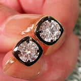 Black Gold Mini Square Lab - Diamond Stud Earrings - floysun