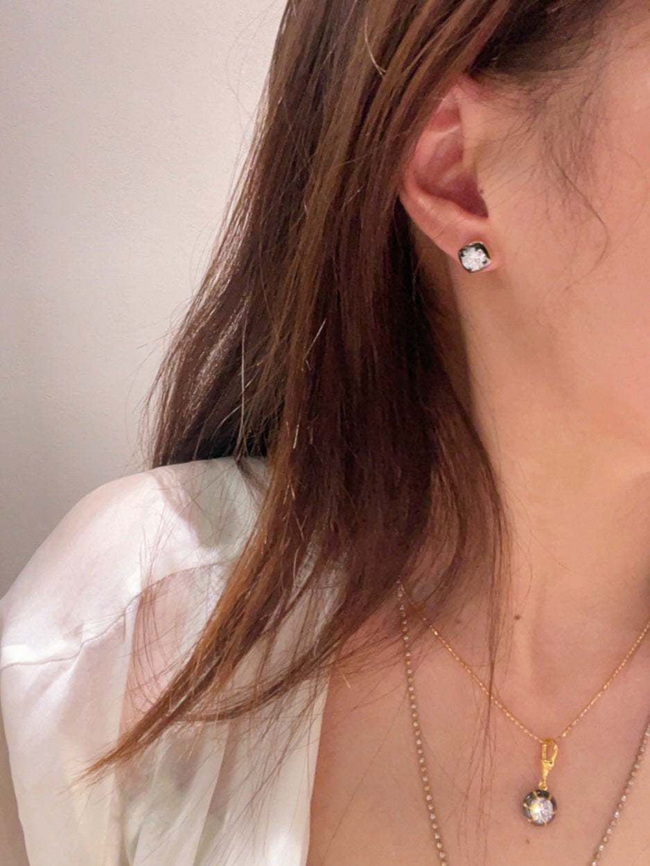 Black Gold Mini Square Lab - Diamond Stud Earrings - floysun