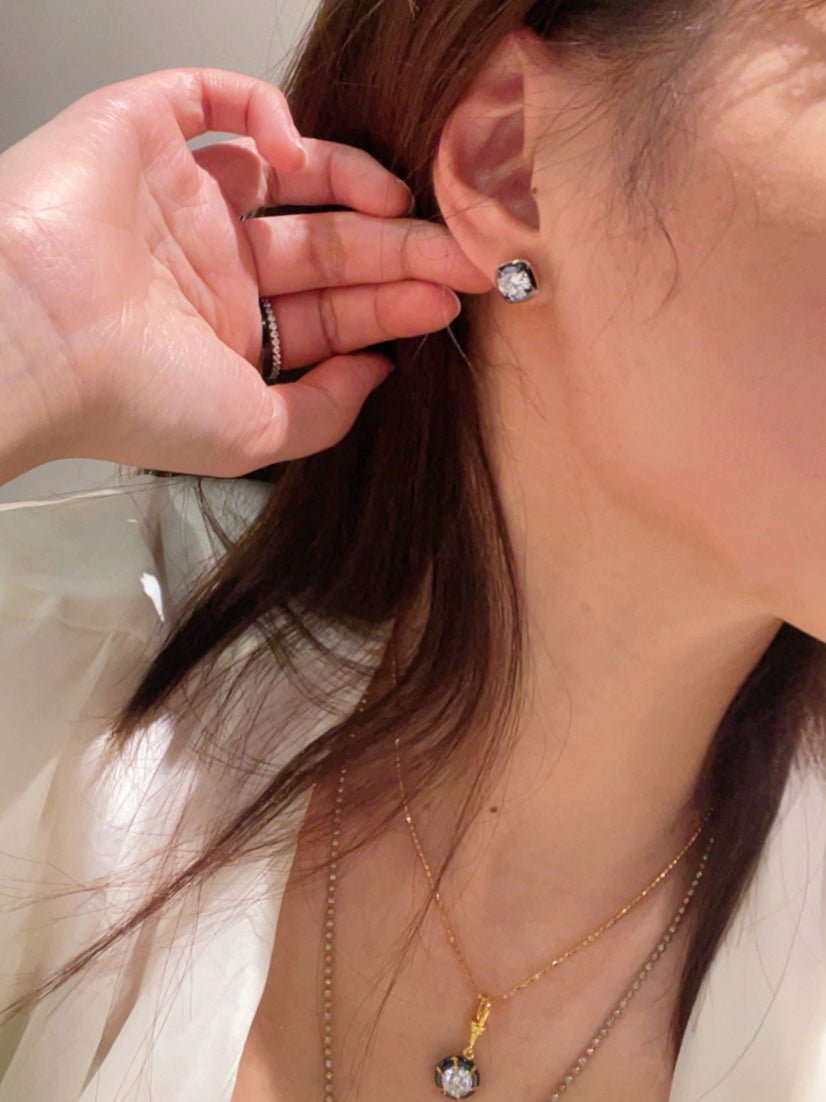 Black Gold Mini Square Lab - Diamond Stud Earrings - floysun