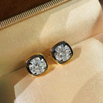 Black Gold Mini Square Lab - Diamond Stud Earrings - floysun