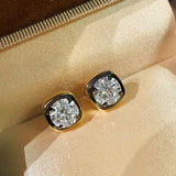 Black Gold Mini Square Lab - Diamond Stud Earrings - floysun