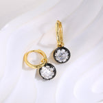 Black & Gold Moissanite Drop Hoop Earrings - floysun