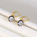 Black & Gold Moissanite Drop Hoop Earrings - floysun