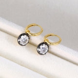 Black & Gold Moissanite Drop Hoop Earrings - floysun