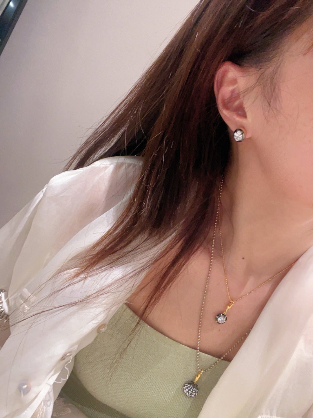 Black - Gold Oval Lab - Diamond Stud Earrings - floysun