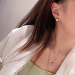 Black - Gold Oval Lab - Diamond Stud Earrings - floysun