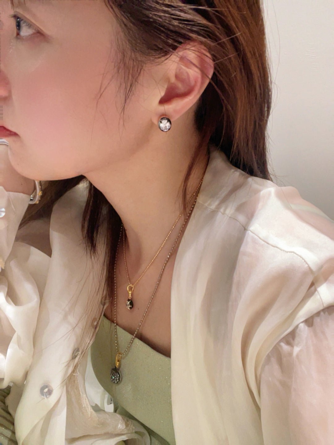 Black - Gold Oval Lab - Diamond Stud Earrings - floysun