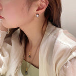 Black - Gold Oval Lab - Diamond Stud Earrings - floysun