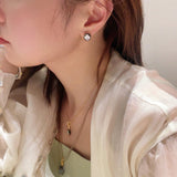 Black - Gold Oval Lab - Diamond Stud Earrings - floysun