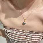 Black Gold Shell Necklace with Gradient Lab - Grown Diamonds - floysun