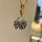 Black Gold Shell Necklace with Gradient Lab - Grown Diamonds - floysun