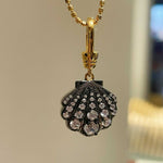 Black Gold Shell Necklace with Gradient Lab - Grown Diamonds - floysun