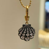 Black Gold Shell Necklace with Gradient Lab - Grown Diamonds - floysun