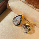 Black Gold Teardrop Lab - Diamond Stud Earrings - floysun