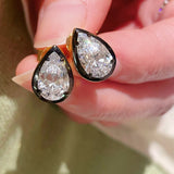 Black Gold Teardrop Lab - Diamond Stud Earrings - floysun