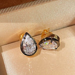 Black Gold Teardrop Lab - Diamond Stud Earrings - floysun