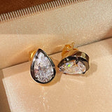 Black Gold Teardrop Lab - Diamond Stud Earrings - floysun